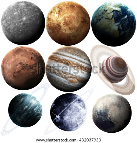 Isolated set of planets in the solar system. Elements of this image furnished by NASA Royalty-Free Stock Photo #432037933