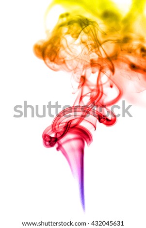 Abstract colorful smoke on white background from the incense sticks