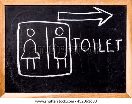 toilet symbol on black board