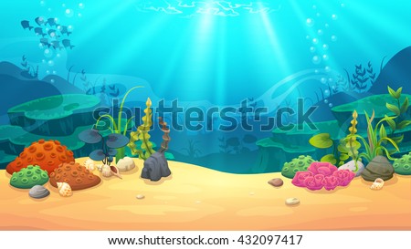 Underwater world, vector art and illustration. Royalty-Free Stock Photo #432097417