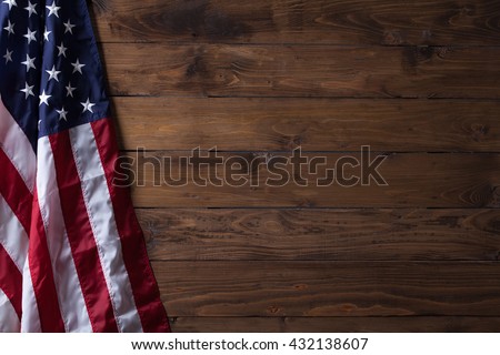 USA flag on wooden wall texture