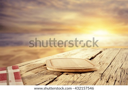table background and summer time with free space for your glass on desk 