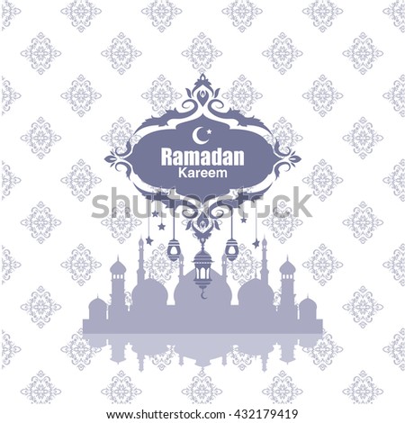 Illustration of Ramadan Kareem with intricate Arabic lamp for the celebration of Muslim community festival. Free hand write with a modern lantern and stars specially for Ramadan.
