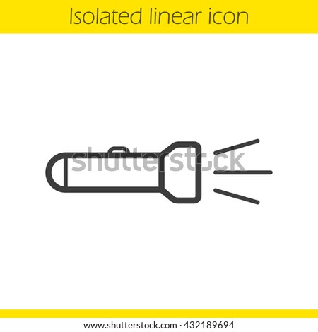Flashlight linear icon. Torch light on. Thin line illustration. Contour symbol. Vector isolated outline drawing