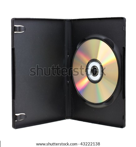 Disk in DVD box isolated on white background