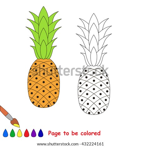 Pineapple to be colored. Coloring book for children. Visual educational game. Easy kid gaming. Simple level of difficulty.