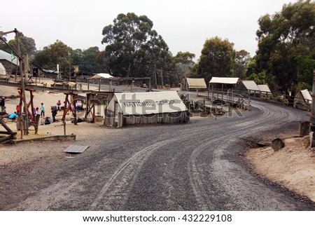 19th century gold mine village at sovereign hill  Royalty-Free Stock Photo #432229108