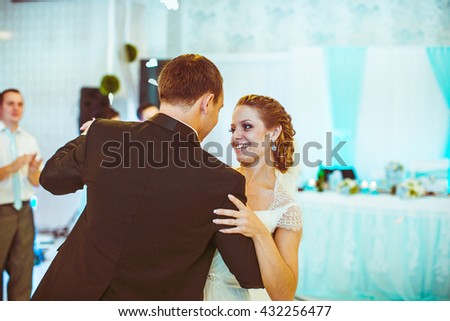 happy wonderful  man  dances with his bride