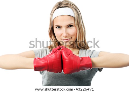 Shot of a boxing young woman. Active sporty  life, wellness.