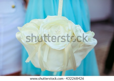 beautiful white original basket for the bride