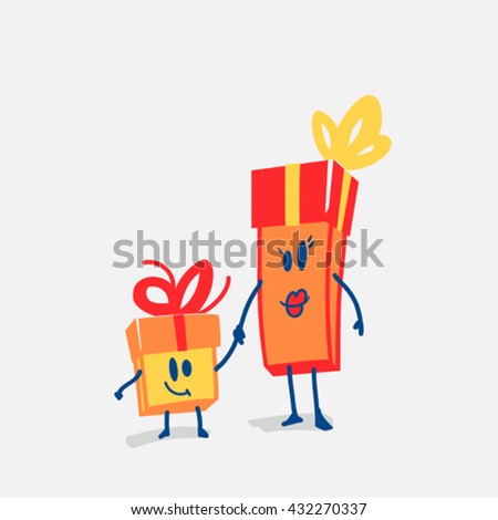 Gift Boxes Character. Vector illustration