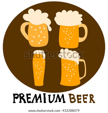 hand drawn craft beer mug for your design. Vector illustrations for print and web projects.