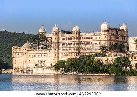 Udaipur City Palace in Rajasthan is one of the major tourist attractions in India Royalty-Free Stock Photo #432293902