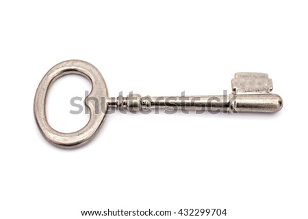 Silver key isolated on white background