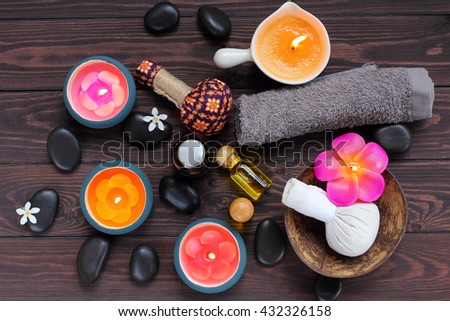Spa and massage treatment for health body, this picture is high angle shots or bird's eye view.
