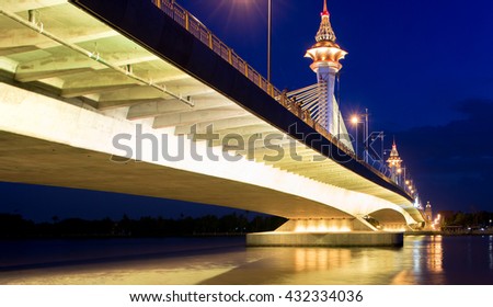 River bridge at night harbor Barbour