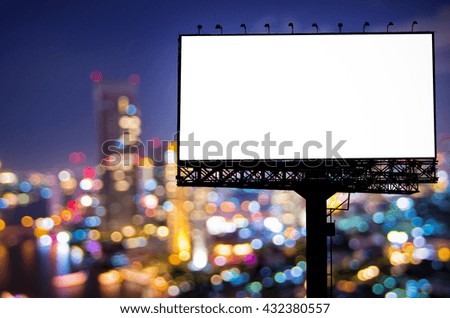 Billboards isolated on blurred cityscape - for the display products with clipping path.