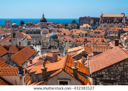 Traditional Mediterranean houses with red tiled roof - Dubrovnik, Dalmatia, Croatia, Europe