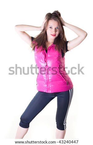 fashionable sports girl in a vest