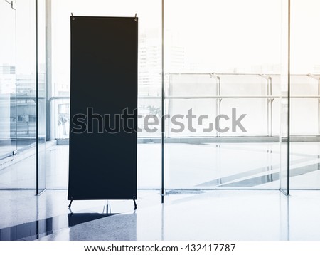 Mock up Signboard Stand Banner Black Template indoor Modern Building