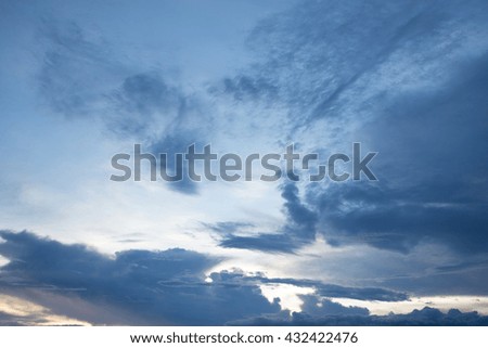 colorful dramatic sky with cloud at sunset in rainy season.
