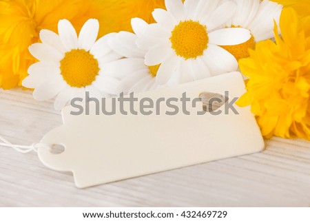 Flowers and label