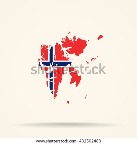 Map of Svalbard in Norway flag colors