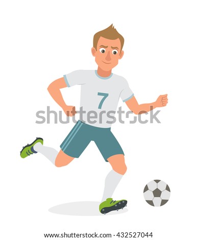 Vector illustration of football soccer player in action with ball isolated on white background
