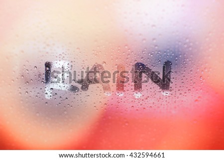 " Rain and bokeh light" ,view through the windshield of strong rainy day.