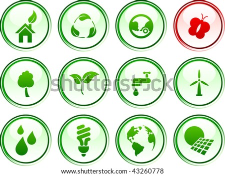 Ecology  button set. Vector illustration.