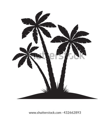 Black Palm Trees. Vector illustration on white background