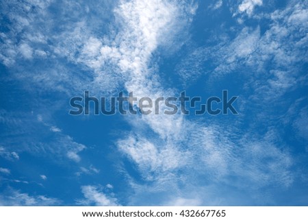 White clouds in blue sky for background