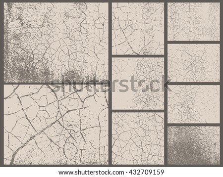 Grunge textures set. Old leather texture. Desert ground effect. Vector backgrounds. Collection of 9 grunge abstract surfaces.
