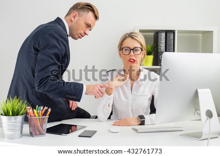 Employee being annoyed by her boss