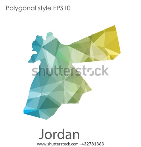 Jordan map in geometric polygonal style.Abstract gems triangle,modern design background.