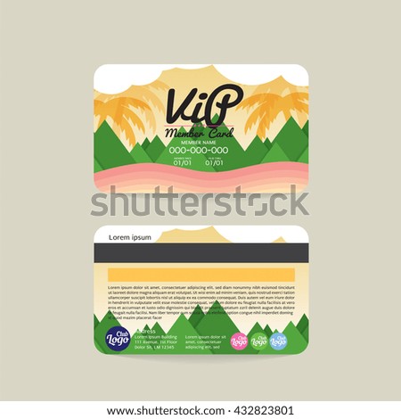 Front And Back VIP Member Card Template Vector Illustration