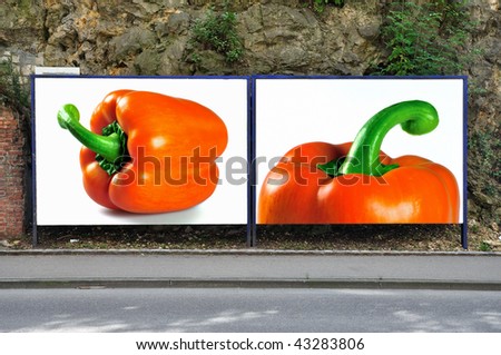 advertising panel with red pepper