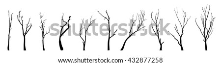 vector black silhouette of a bare tree Royalty-Free Stock Photo #432877258