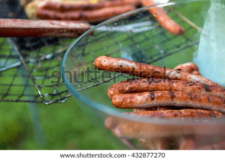 Natural homemade sausages grilled