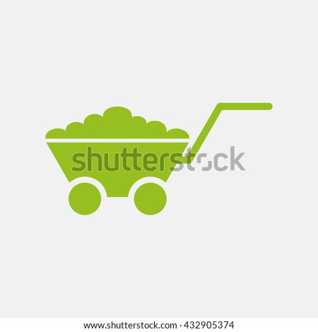 Green icon of Utility Cart on Light Gray background. Eps-10.