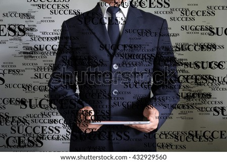 businessman hand presenting business success concept