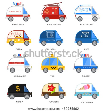 Set of special-purpose cars. It can be used as icons on the website.