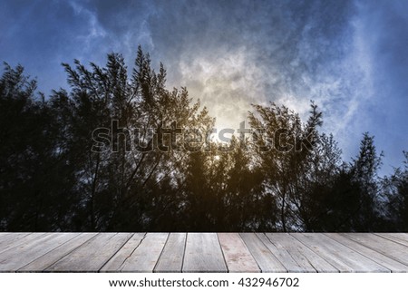  Night sky with wooden planks