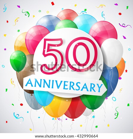  50 years anniversary celebration background with balloons. Vector illustration.