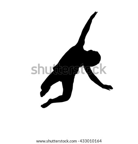  A child silhouette jumps. Vector