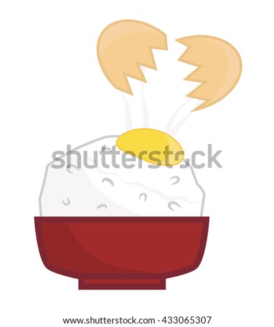 Rice dish with raw egg , isolated on white background vector