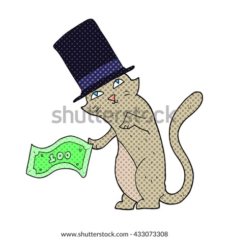 freehand drawn comic book style cartoon rich cat