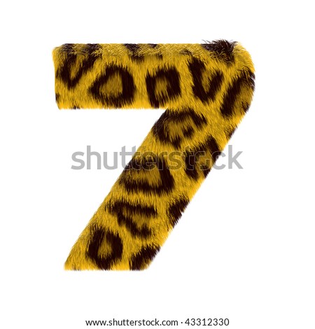 Numeral from tiger style fur alphabet. Isolated on white background. With clipping path.