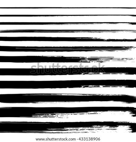 Black grunge hand drawn brushstrokes on white background vector illustration. Hand drawn brush stroke