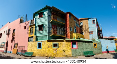Panorama of the historic colorful neighborhood La Boca, Buenos Aires Argentine Royalty-Free Stock Photo #433140934